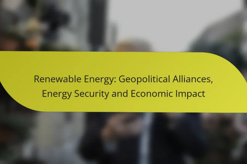 Renewable Energy: Geopolitical Alliances, Energy Security and Economic Impact