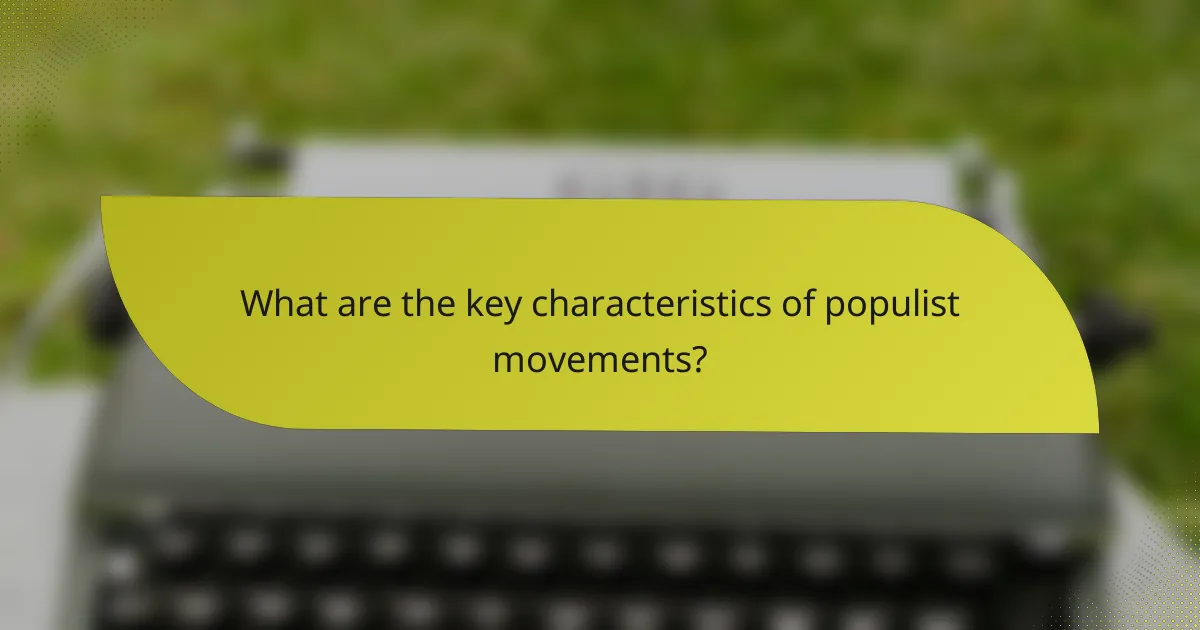 What are the key characteristics of populist movements?
