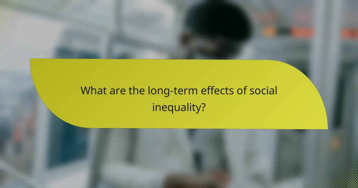 What are the long-term effects of social inequality?